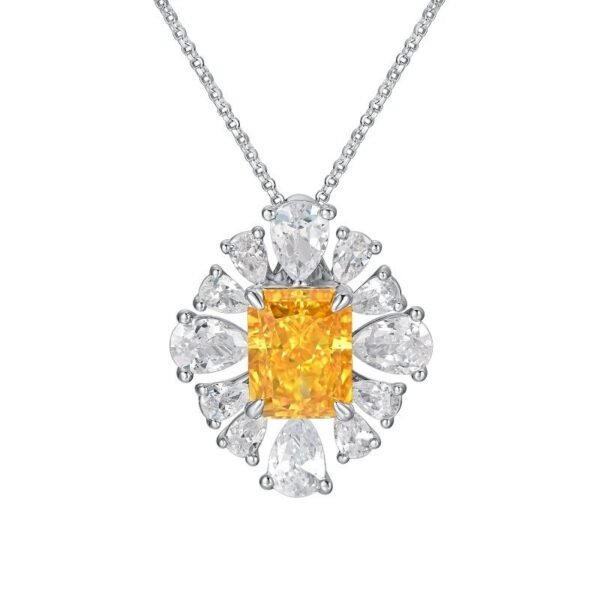 Customized S925 silver pendant necklace women ice flower cut high carbon diamond surrounded by zirconia pendant fashion light luxury - Image 7