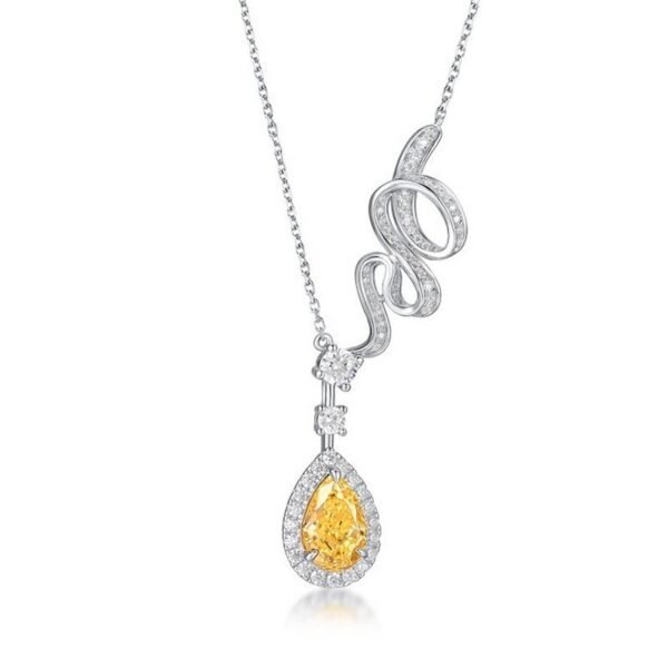 New S925 silver pendant female ice flower cut high carbon diamond teardrop necklace fashion style - Image 6