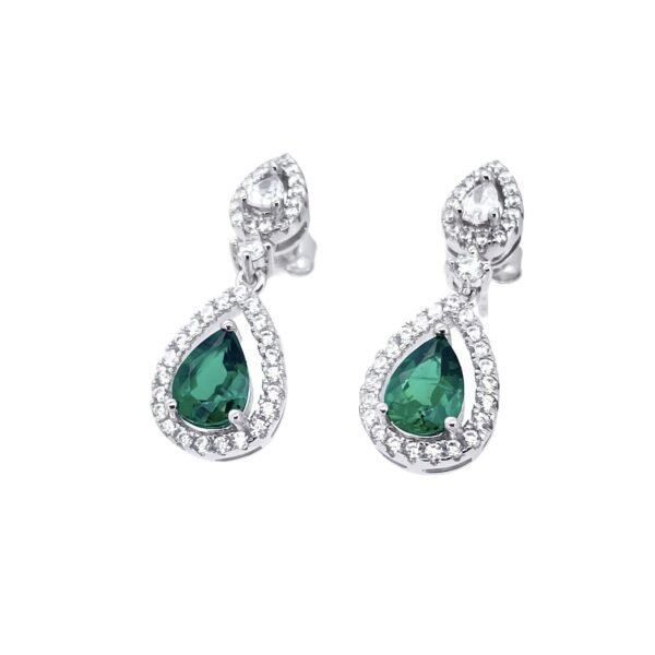 Hot pick light luxury heavy duty cultivated emerald drop long earrings S925 silver cultivated colorful treasure earrings customized - Image 6