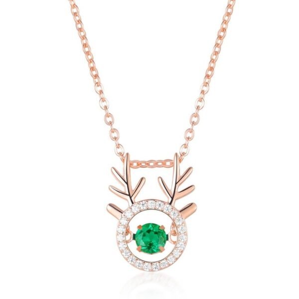 Spiritual Antlers S925 Silver Necklace Cultivated Emerald Gemstone Pendant One Deer Has You Gemstone Necklace - Image 6