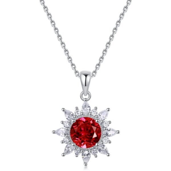 Sunflower Cultured Emerald Pendant Necklace S925 Silver with Cultured Colored Treasure Chain - Image 6
