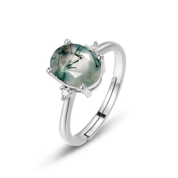 S925 silver green moss ring aqua agate women finger ring noblewish new product - Image 5