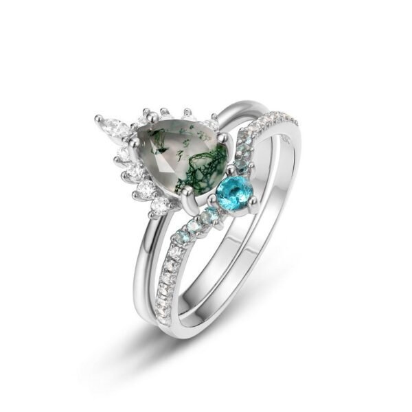 Hot sale wind S925 silver green moss ring female watercress agate finger ring light luxury fashion versatile - Image 6