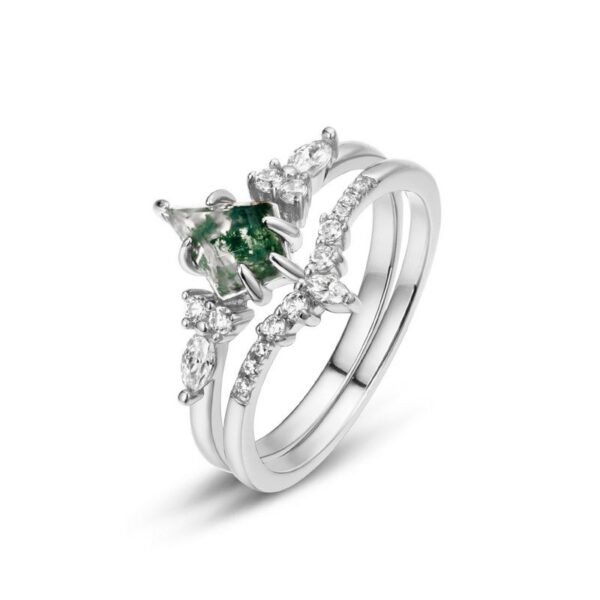 New S925 Silver Green Moss Stone Ring Aqua Agate Finger Ring Fashion Light Luxury Amazon - Image 6