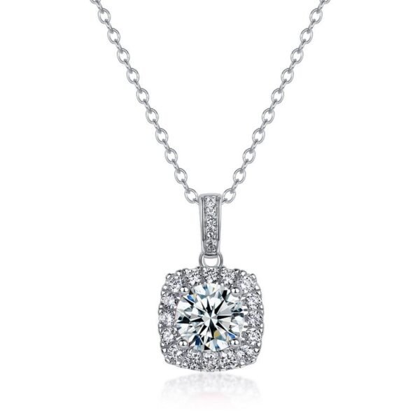 Classic fat square shape full diamonds collarbone chain S925 sterling silver with cultivated ruby necklace fashion ins - Image 6