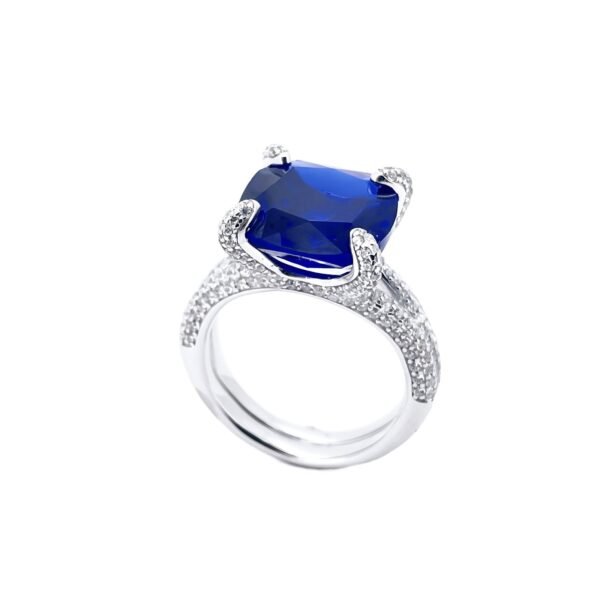 Light Luxury Atmosphere Emerald Green Ring S925 Silver with Synthetic Emerald Index Ring - Image 6