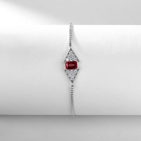 Hot Pick Geometric Patchwork Cultured Emerald Bracelet Women's S925 Silver Cultured Ruby Hand Jewelry - Image 6