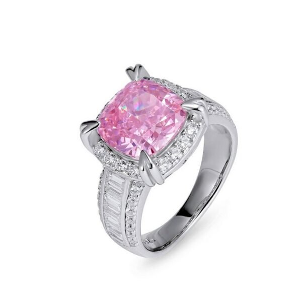 New S925 silver ring square ice flower cut high carbon diamond color treasure finger ring fashion style - Image 6