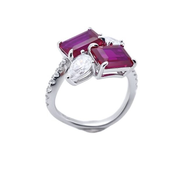 Light luxury atmosphere cultivate colorful treasure ring S925 silver set with synthetic green treasure index finger ring exaggerated style - Image 6