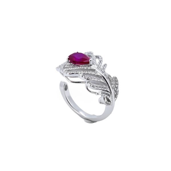 Light Luxury Feather Cultured Emerald Index Ring S925 Silver Setting Cultured Colored Treasure Ring Wind - Image 5