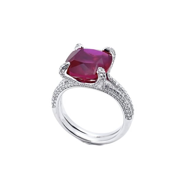 Light Luxury Atmosphere Emerald Green Ring S925 Silver with Synthetic Emerald Index Ring - Image 7