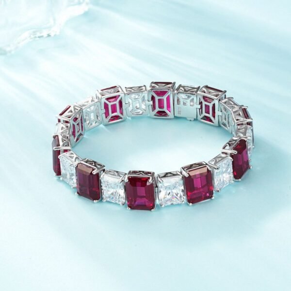 S925 silver inlaid cultivation color treasure bracelet double compartment color full of diamonds light luxury hand jewelry atmosphere fashion - Image 8