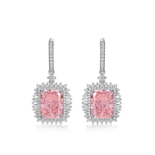 New S925 Silver Ice Flower Cut High Carbon Diamond Earrings Female Square Sugar Colored Treasure Fashion Earrings - Image 7