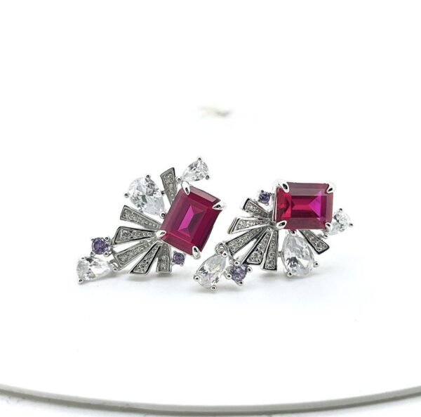 Geometric square diamonds high carbon diamond earrings senior sense S925 sterling silver earrings jitterbugs with the same manufacturers - Image 6