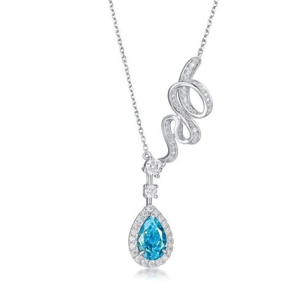 New S925 silver pendant female ice flower cut high carbon diamond teardrop necklace fashion style - Image 7