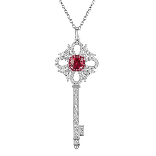 New S925 silver necklace high carbon diamond round net red key pendant temperament and fashion - Image 8