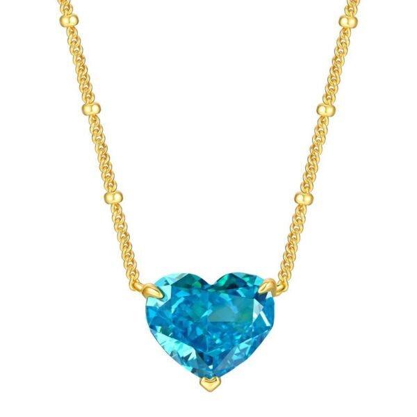 Simple geometric love heart yellow high carbon diamond necklace women's S925 sterling silver plated white gold necklace - Image 9