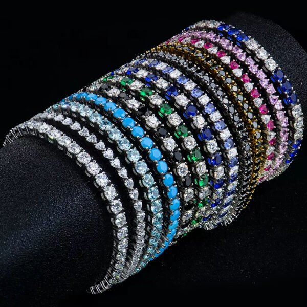 Source Factory 3mm 6 inch HIPhop 925 Sterling Silver Vvs Vvs1 Lab-grown Diamond Mossanite Moissanite Tennis Chain Bracelet - Image 2