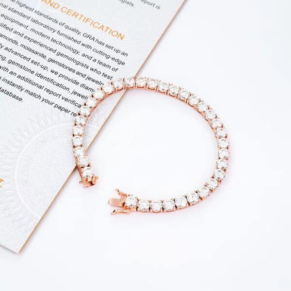 Sparkling 5mm 6.5INCH Moissanite Tennis Chain Bracelet High Quality D_VVS for Women Men Perfect Wedding Anniversary Gift - Image 4