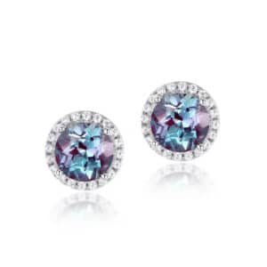 Luxury Custom White Gold Earrings Lab Grown Alexandrite Sterling Silver 925 Jewellery Stud Earrings for Women