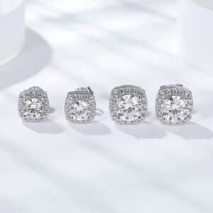 Classic 925 Sterling Silver 6.5mm 0.5 CT Round Brilliant Cut Moissanite Earring for Girls Parties Gifts Engagements