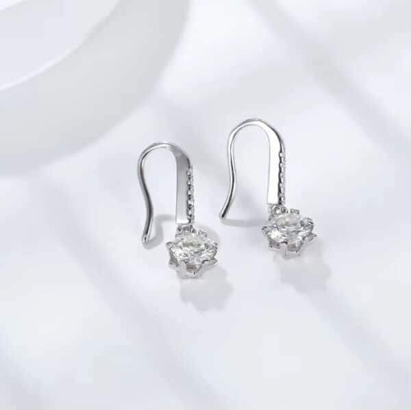 Luxury D-Color Moissanite Snowflake Earrings 6-Prong Secure Setting Hypoallergenic Sterling Silver Long Dangle Earrings - Image 3