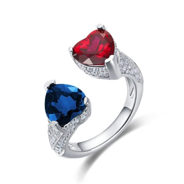 925 Sterling Silver Double Heart Stone Engagement Ring  Classic New Heart Shaped Ring for Wedding Party Gift - Image 3