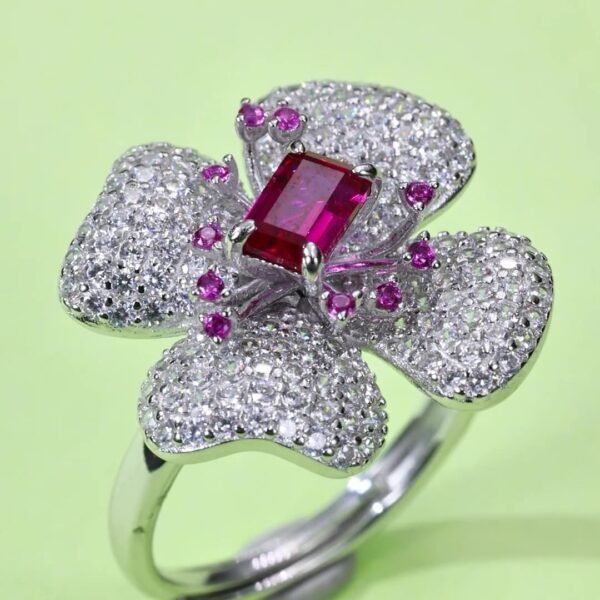 925 Sterling Silver Jewelry Clover Ring for Women Girls Emerald Four Leaf Open Statement Rings Clover Shamrock Rings - Image 5