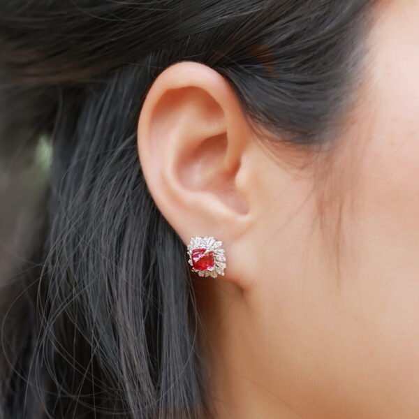 Lab Grown Gemstone S925 Silver Plated Platinum Emerald Earrings for Sale - Image 2