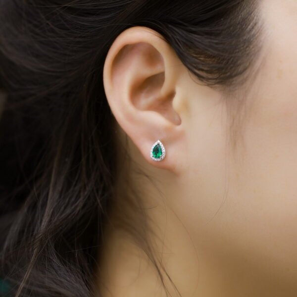 Laboratory Jewelry Lab Grown Emerald Earrings Emerald Green Gown Emerald Diamond Earrings Water Drop - Image 4