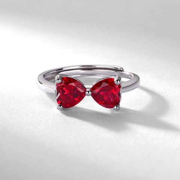 Bowknot Jewelry Adjustable Ring S925 Silver Oval Ring Jewelry Lab Grown Ruby Ring - Image 2