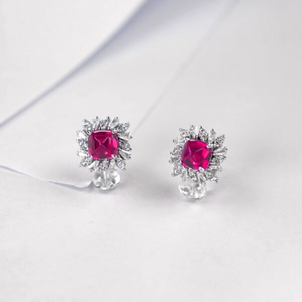 Lab Grown Gemstone S925 Silver Plated Platinum Emerald Earrings for Sale - Image 3