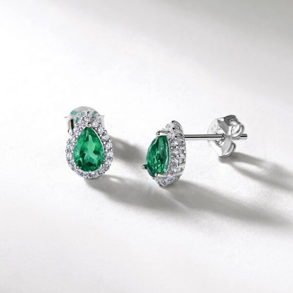 Laboratory Jewelry Lab Grown Emerald Earrings Emerald Green Gown Emerald Diamond Earrings Water Drop - Image 3