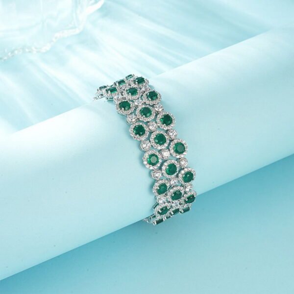 European American Luxury S925 Sterling Silver Lab Grown Emerald Ruby Diamond Bracelet Tennis Bracelet - Image 3