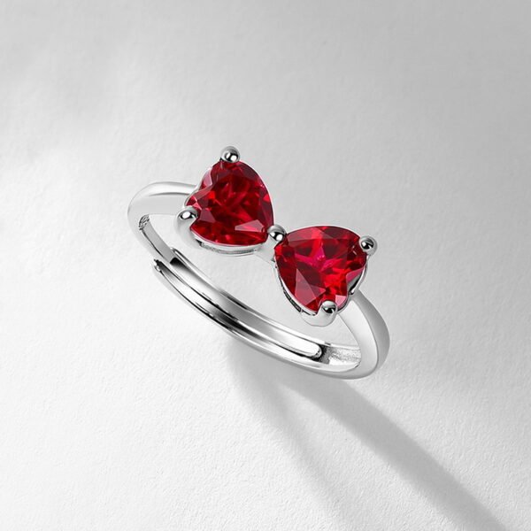 Bowknot Jewelry Adjustable Ring S925 Silver Oval Ring Jewelry Lab Grown Ruby Ring - Image 3