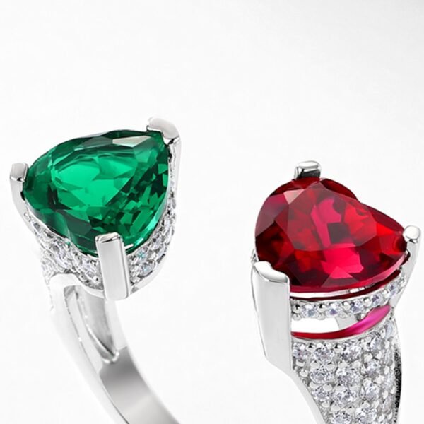 925 Sterling Silver Double Heart Stone Engagement Ring  Classic New Heart Shaped Ring for Wedding Party Gift - Image 4
