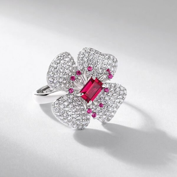 925 Sterling Silver Jewelry Clover Ring for Women Girls Emerald Four Leaf Open Statement Rings Clover Shamrock Rings - Image 2