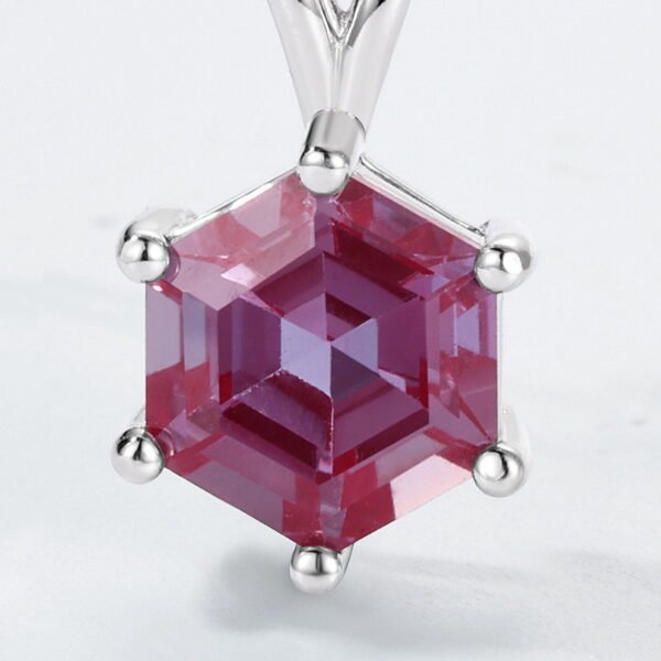 925 Sterling Silver Necklace Hexagonal Cut Lab Made Color Change Alexandrite Pendant Women Jewelry - Image 5