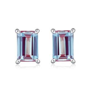 Hot sale geometric alexandrite earrings S925 silver inlaid cultured alexandrite colored gemstone earrings