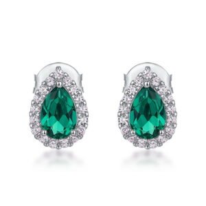 Laboratory Jewelry Lab Grown Emerald Earrings Emerald Green Gown Emerald Diamond Earrings Water Drop