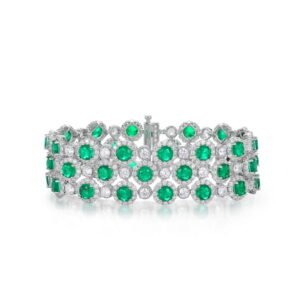 European American Luxury S925 Sterling Silver Lab Grown Emerald Ruby Diamond Bracelet Tennis Bracelet
