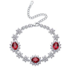 Luxury 925 Sterling Silver Bracelet for Women New Design Full Diamond Ruby Chain Link Bracelet