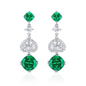 Wholesale 925 Sterling Silver Heart Shaped 10 X 10mm Synthetic Gem Long Earrings for Women
