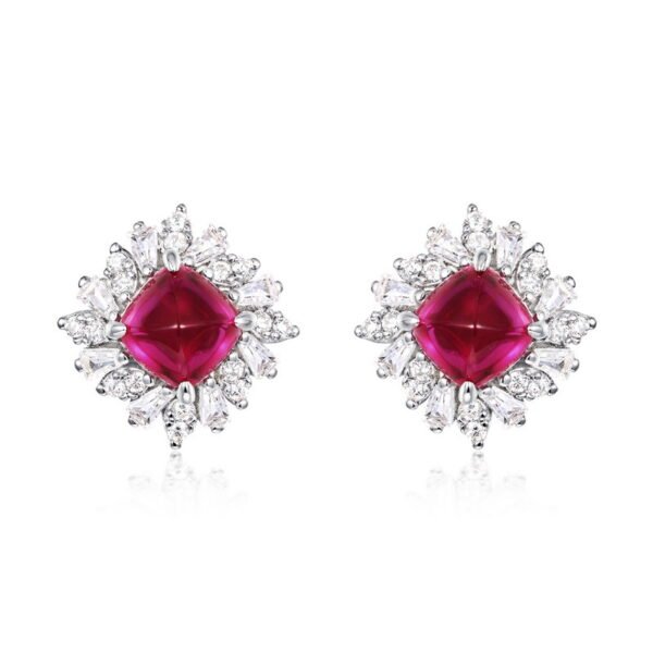 Lab Grown Gemstone S925 Silver Plated Platinum Emerald Earrings for Sale