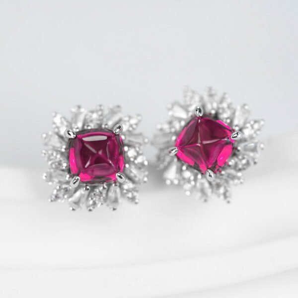 Lab Grown Gemstone S925 Silver Plated Platinum Emerald Earrings for Sale - Image 5