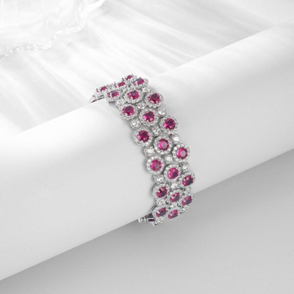 European American Luxury S925 Sterling Silver Lab Grown Emerald Ruby Diamond Bracelet Tennis Bracelet - Image 7