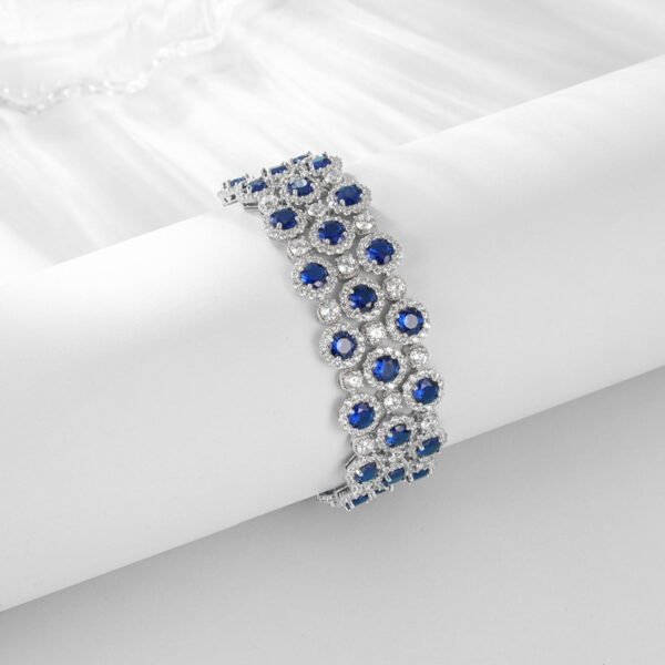 European American Luxury S925 Sterling Silver Lab Grown Emerald Ruby Diamond Bracelet Tennis Bracelet - Image 8