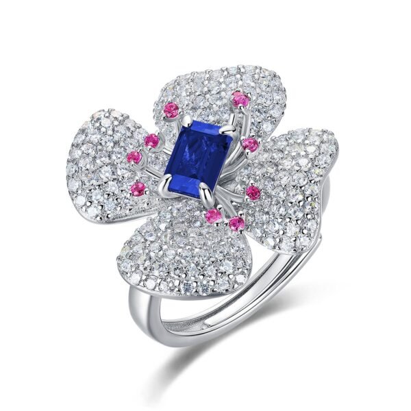 925 Sterling Silver Jewelry Clover Ring for Women Girls Emerald Four Leaf Open Statement Rings Clover Shamrock Rings - Image 4